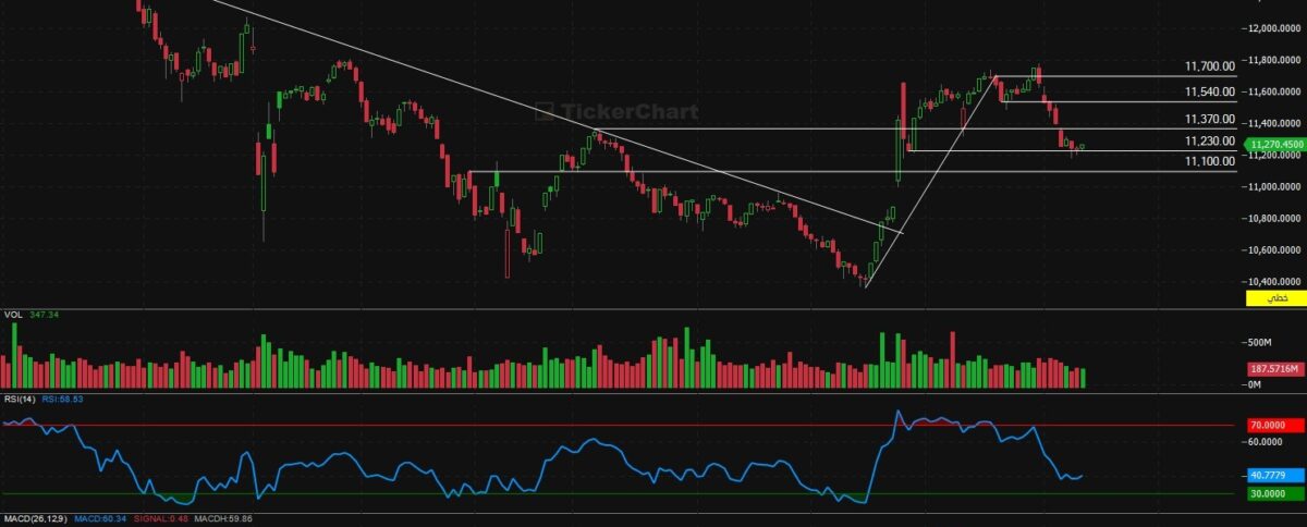 مؤشر افتتاح جلسة اليوم الاربعاء 12/11/2025